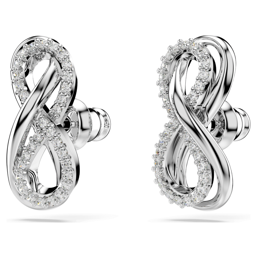 swarovski hyperbola stud earrings  infinity  white  rhodium plated