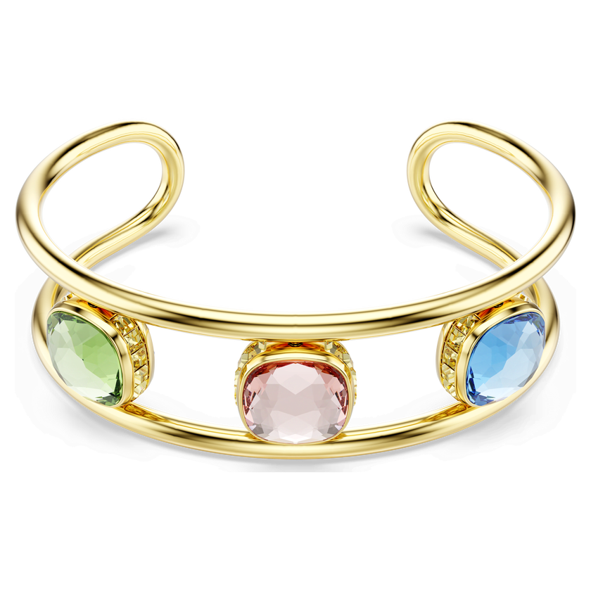 swarovski سوار chroma، قطع على شكل وسادة، لون أخضر، طلاء باللون الذهبي