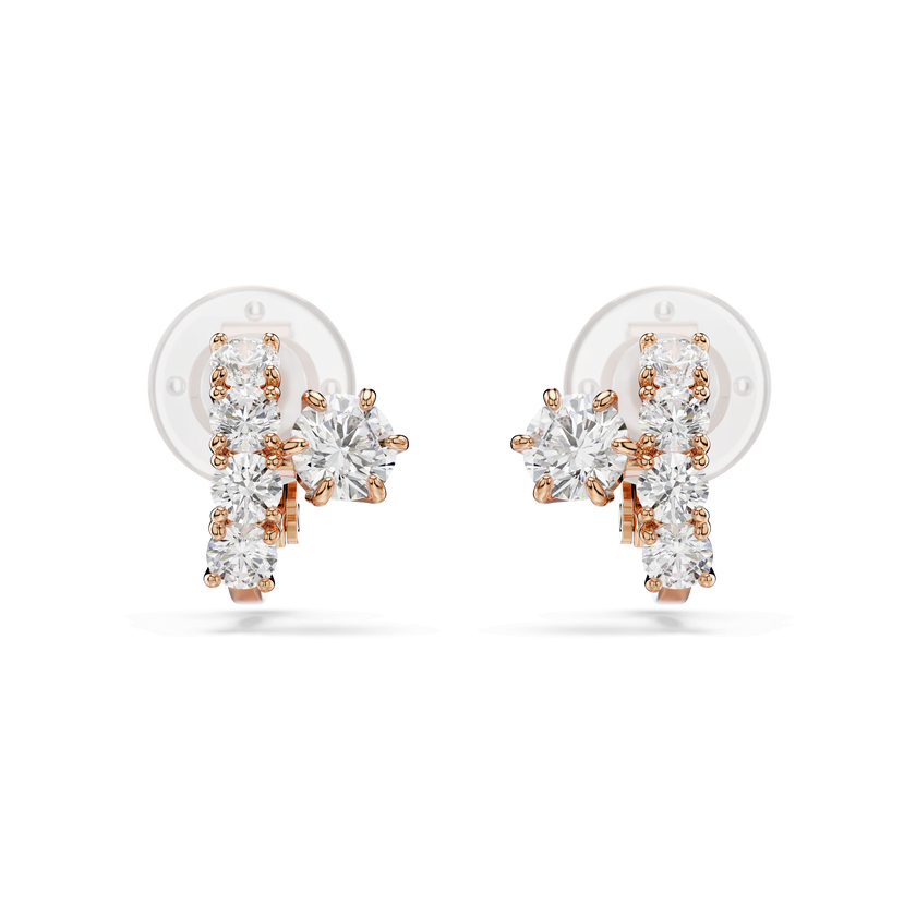swarovski matrix clip earrings  round cut  white  18k rose gold finish
