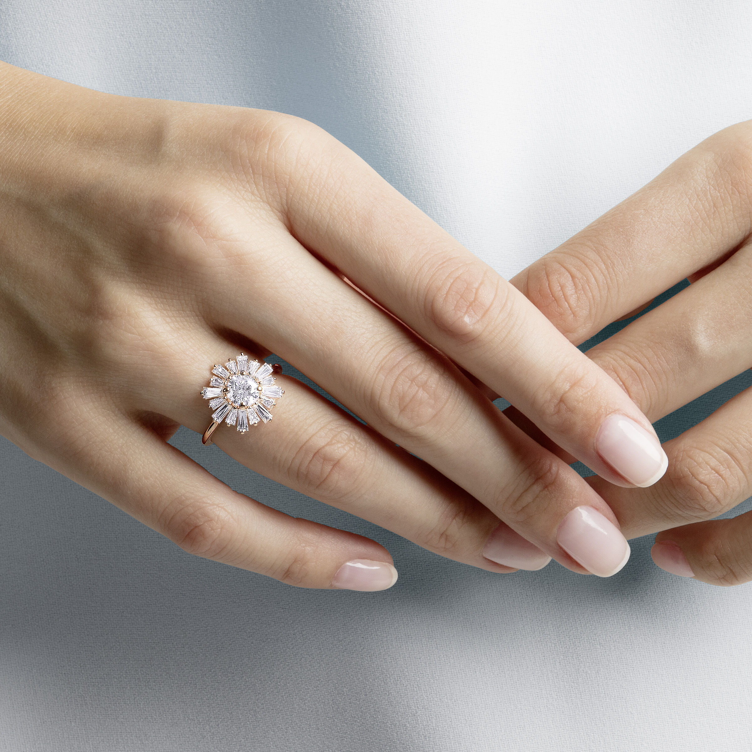 Sunshine Ring White Rose gold plating