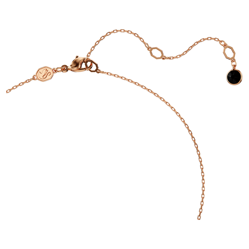 swarovski swan pendant  swan  black  rose gold tone plated