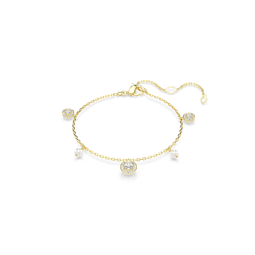swarovski سلسلة una angelic، لؤلؤ كريستال، قطع مُستدير، لون أبيض، لمسة نهائية من الذهب عيار 18 قيراط