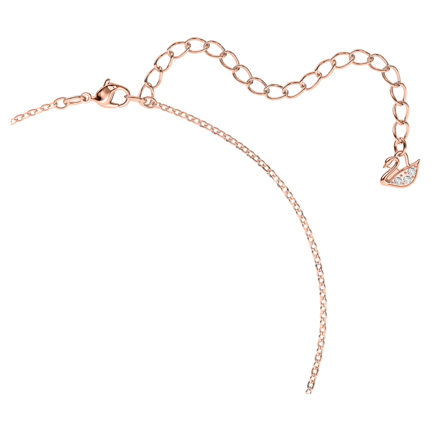 swarovski قلادة iconic swan بحلية متدلية صغيرة، لون أسود، طلاء ذهبي وردي