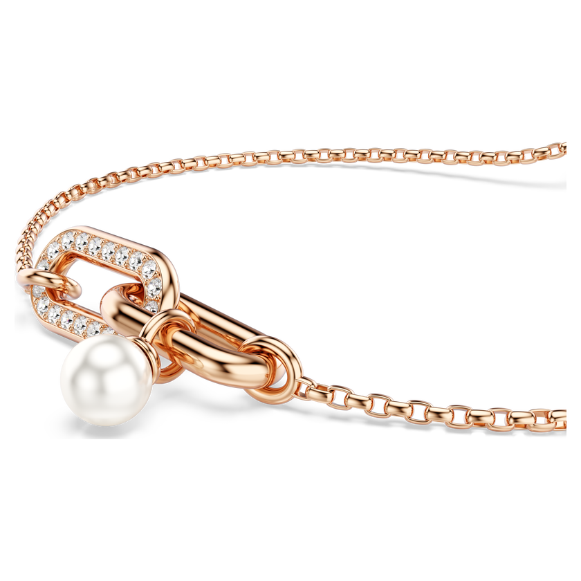swarovski constella bracelet  crystal pearl  round cut  white  rose gold tone plated