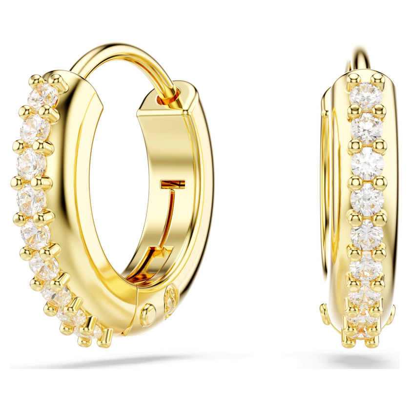 swarovski matrix hoop earrings  round cut  white  gold tone plated