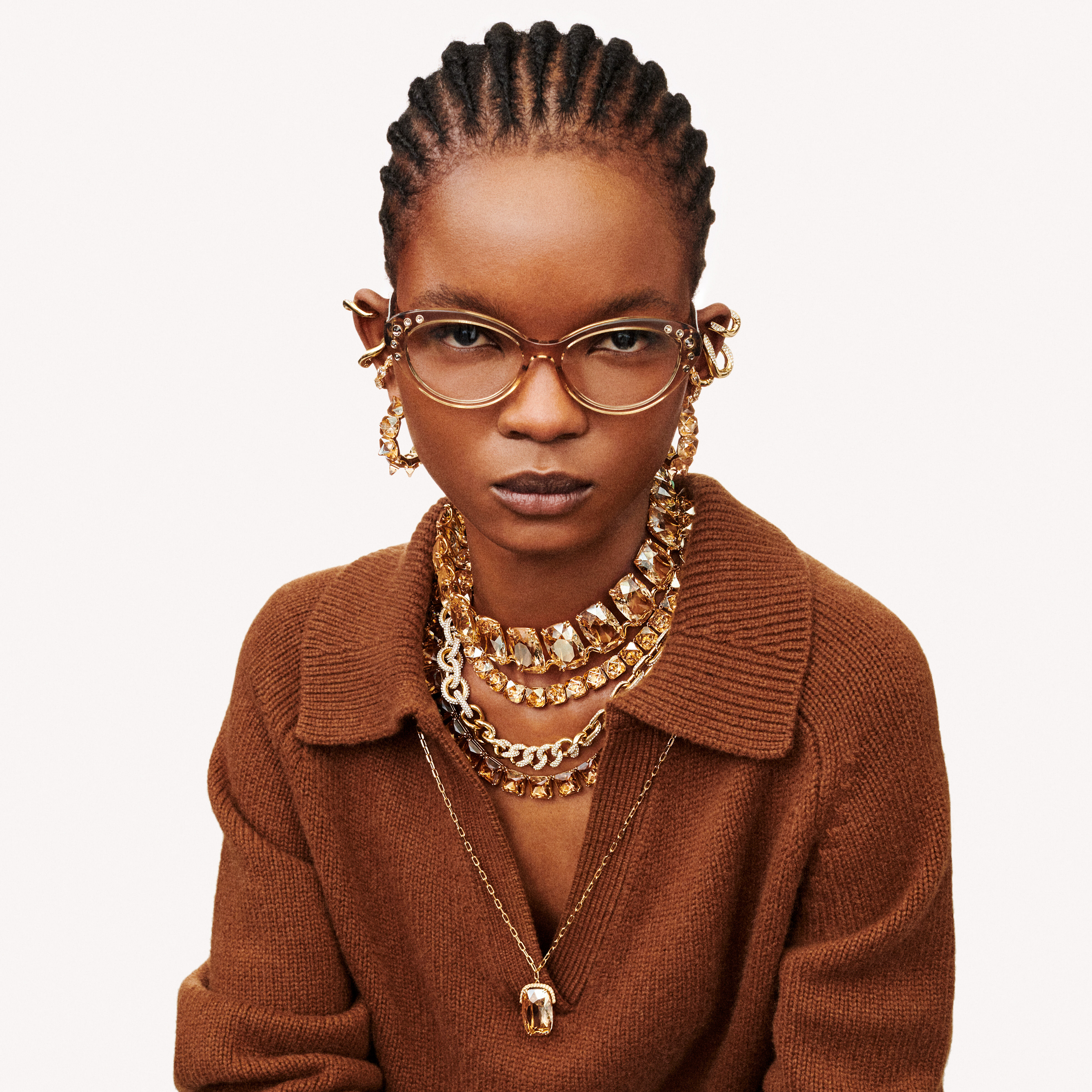 swarovski harmonia choker  oversized floating crystals  yellow  gold tone plated