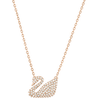 Swan Necklace, White, Rose Gold Plated