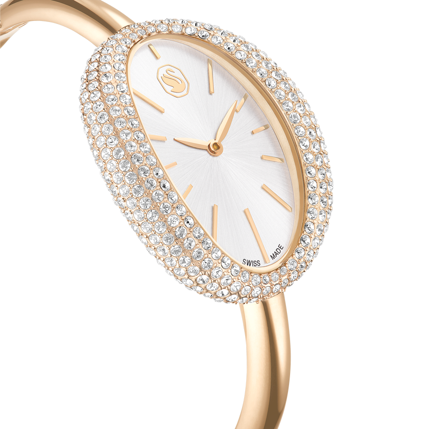 swarovski ساعة imber bangle، صناعة سويسرية، سوار معدني، لون ذهبي، لمسة نهائية بلون ذهبي شامبين