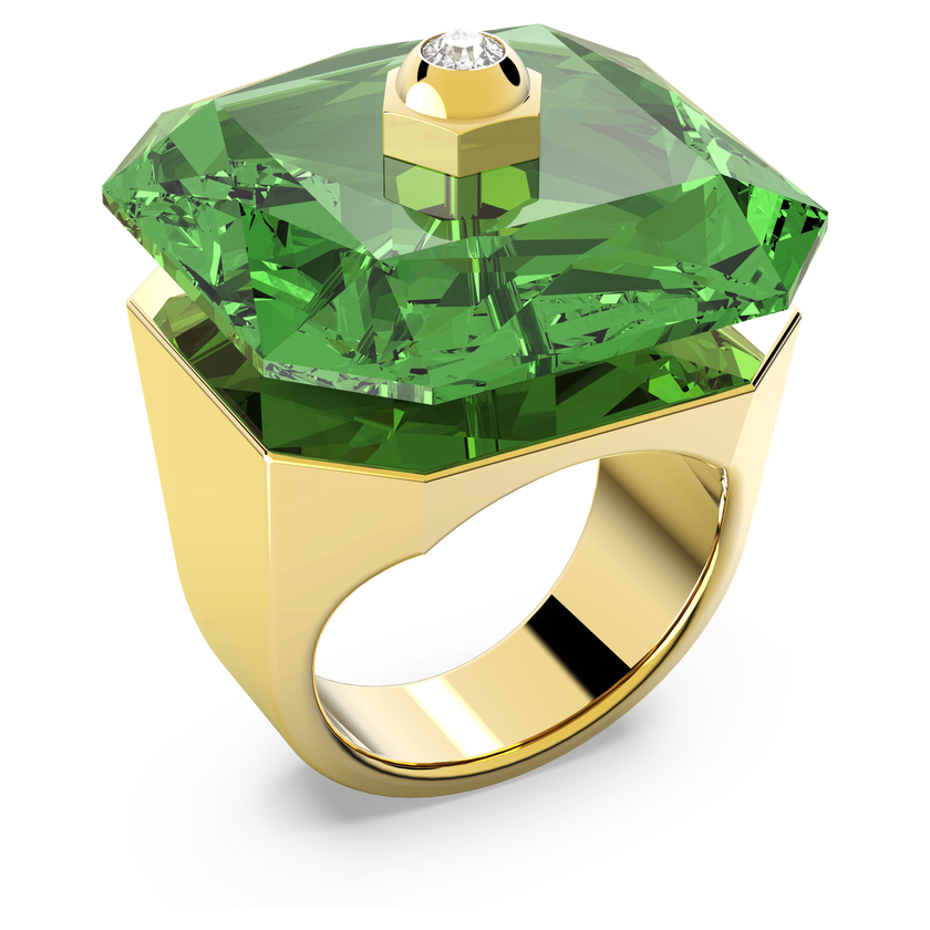 swarovski numina cocktail ring  octagon cut  green  gold tone plated