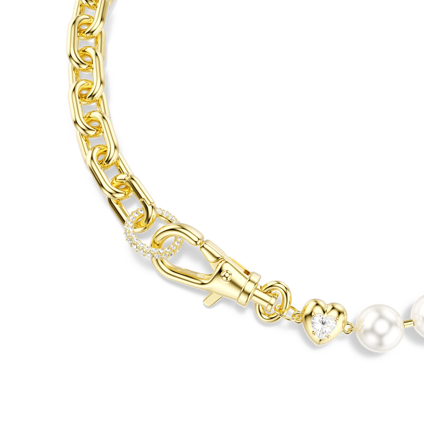 swarovski عقد idyllia، لؤلؤ كريستال، لون أبيض، لمسة نهائية من الذهب عيار 18 قيراط