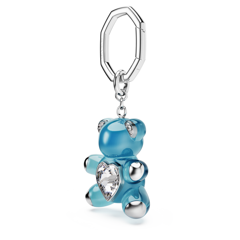 swarovski teddy key ring  bear  blue  rhodium plated
