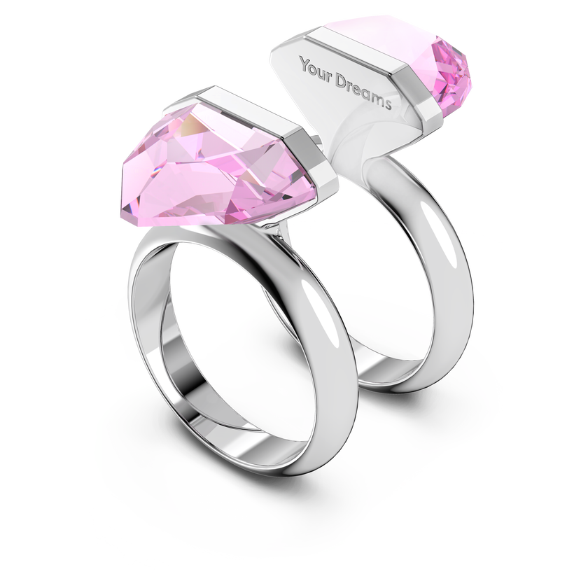 swarovski lucent ring  magnetic  pink  rhodium plated