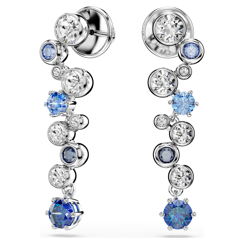 swarovski constella drop earrings  mixed cuts  blue  rhodium plated