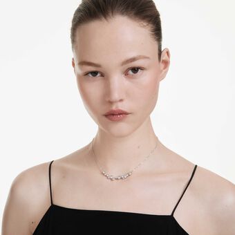 swarovski constella necklace  mixed cuts  white  rhodium plated