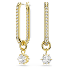 swarovski constella drop earrings  round cut  white  gold tone plated