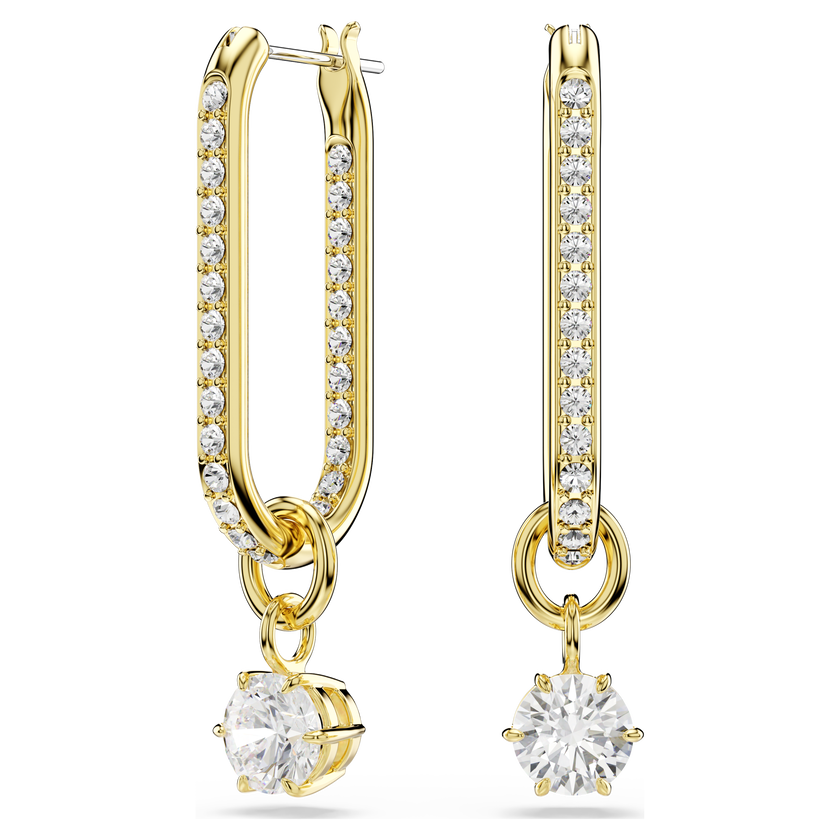 swarovski constella drop earrings  round cut  white  gold tone plated