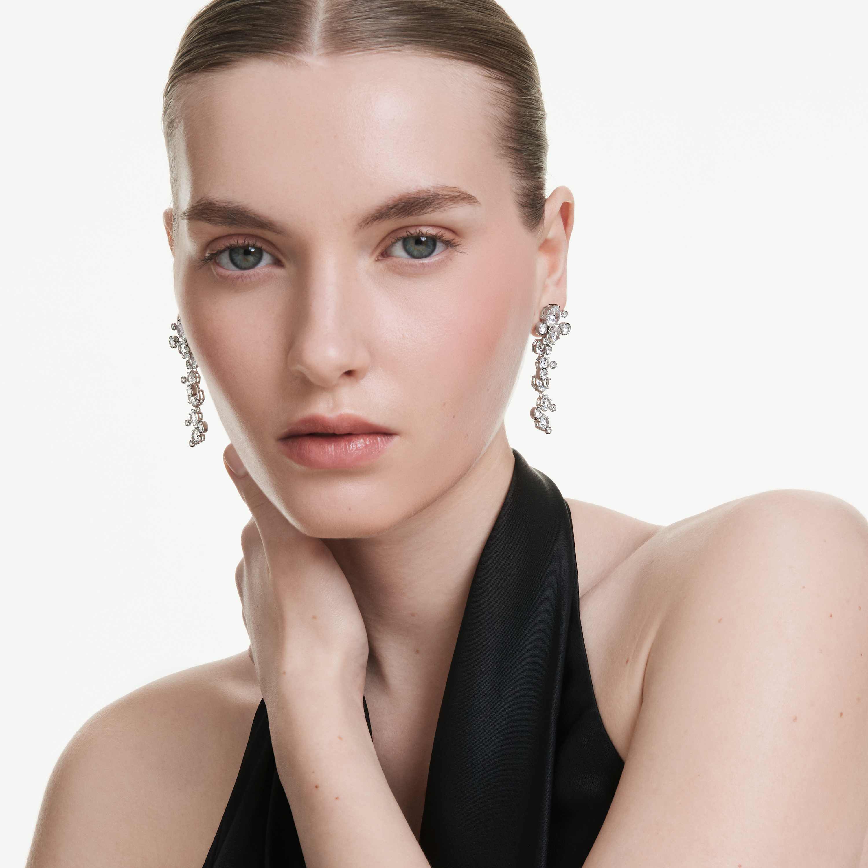 swarovski أقراط متدلية constella، قطع متنوع، لون أبيض، طلاء روديوم