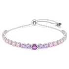 swarovski matrix tennis bracelet  gradient of round cuts  multicolored  rhodium plated