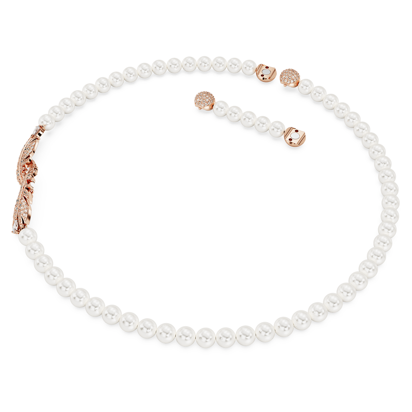 swarovski nice necklace  feather  white  rose gold tone plated