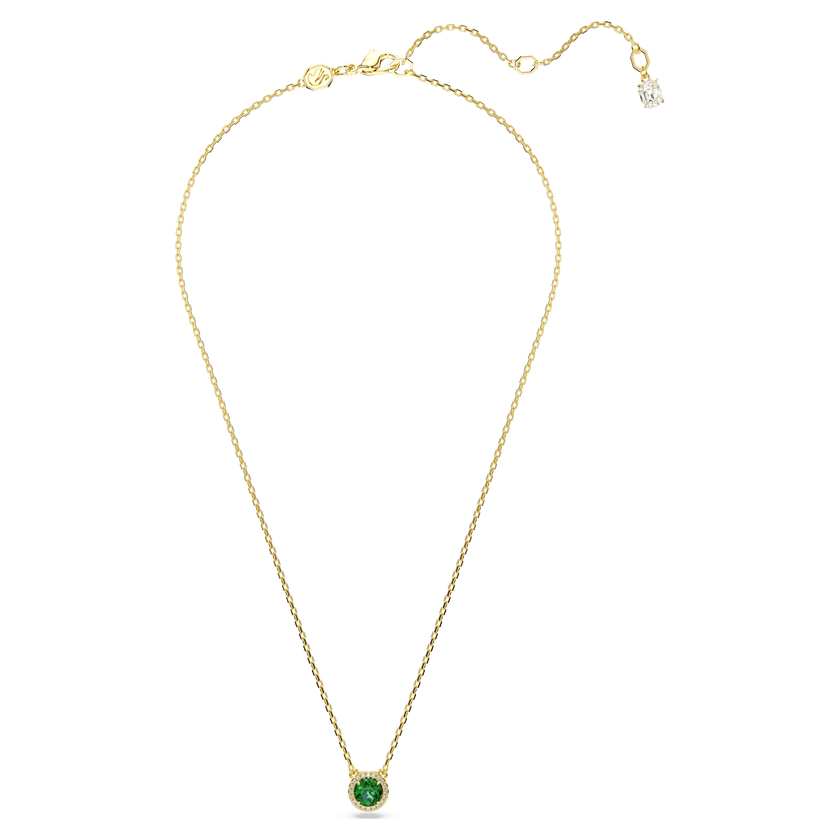swarovski una angelic pendant  round cut  pav   green  gold tone plated