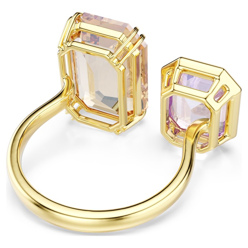 swarovski millenia open ring  octagon cut  multicolored  gold tone plated