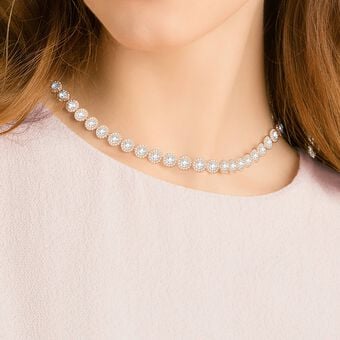 swarovski una angelic necklace  round cut  medium  white  18k rose gold finish
