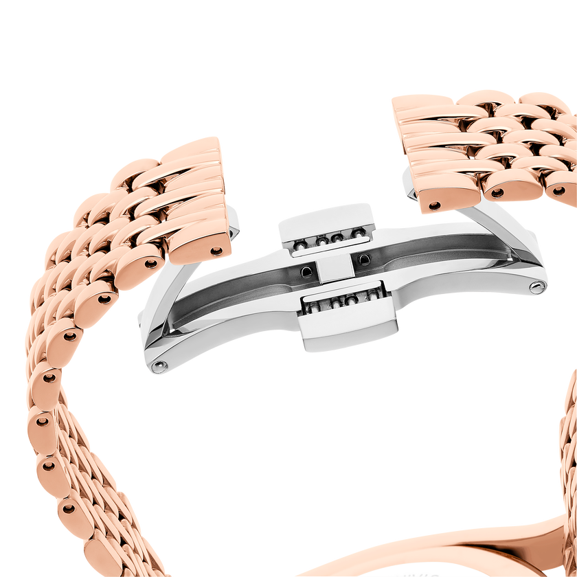 swarovski ساعة crystalline aura، صناعة سويسرية، سوار معدني، لون ذهبي وردي، لمسة نهائية بلون ذهبي وردي