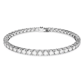 swarovski matrix tennis bracelet  round cut  white  rhodium plated