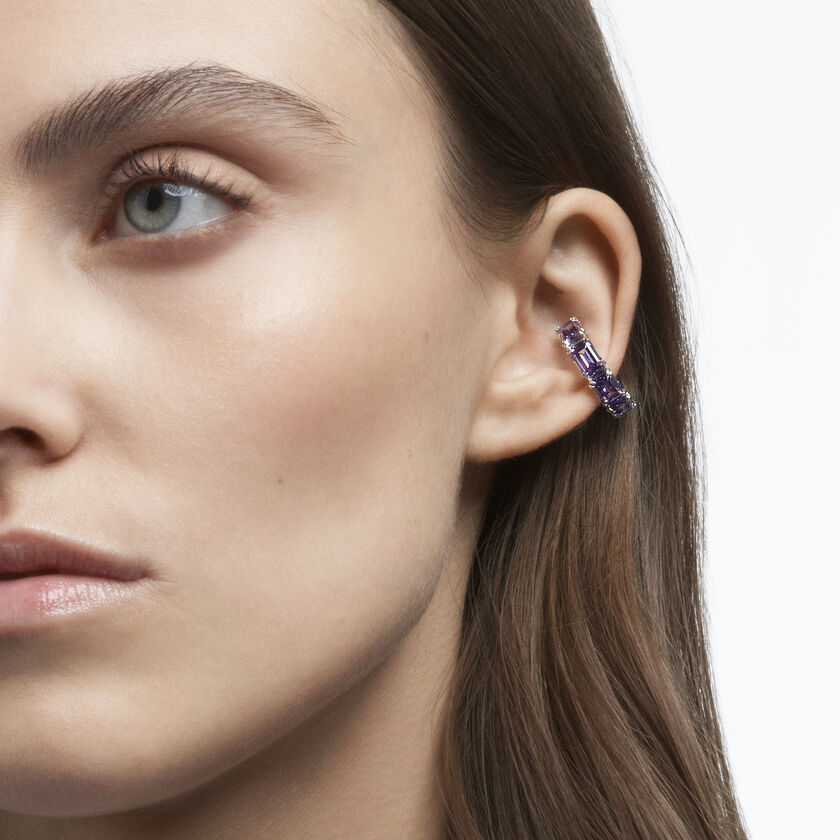 millenia ear cuff  octagon cut swarovski zirconia  purple  rhodium plated