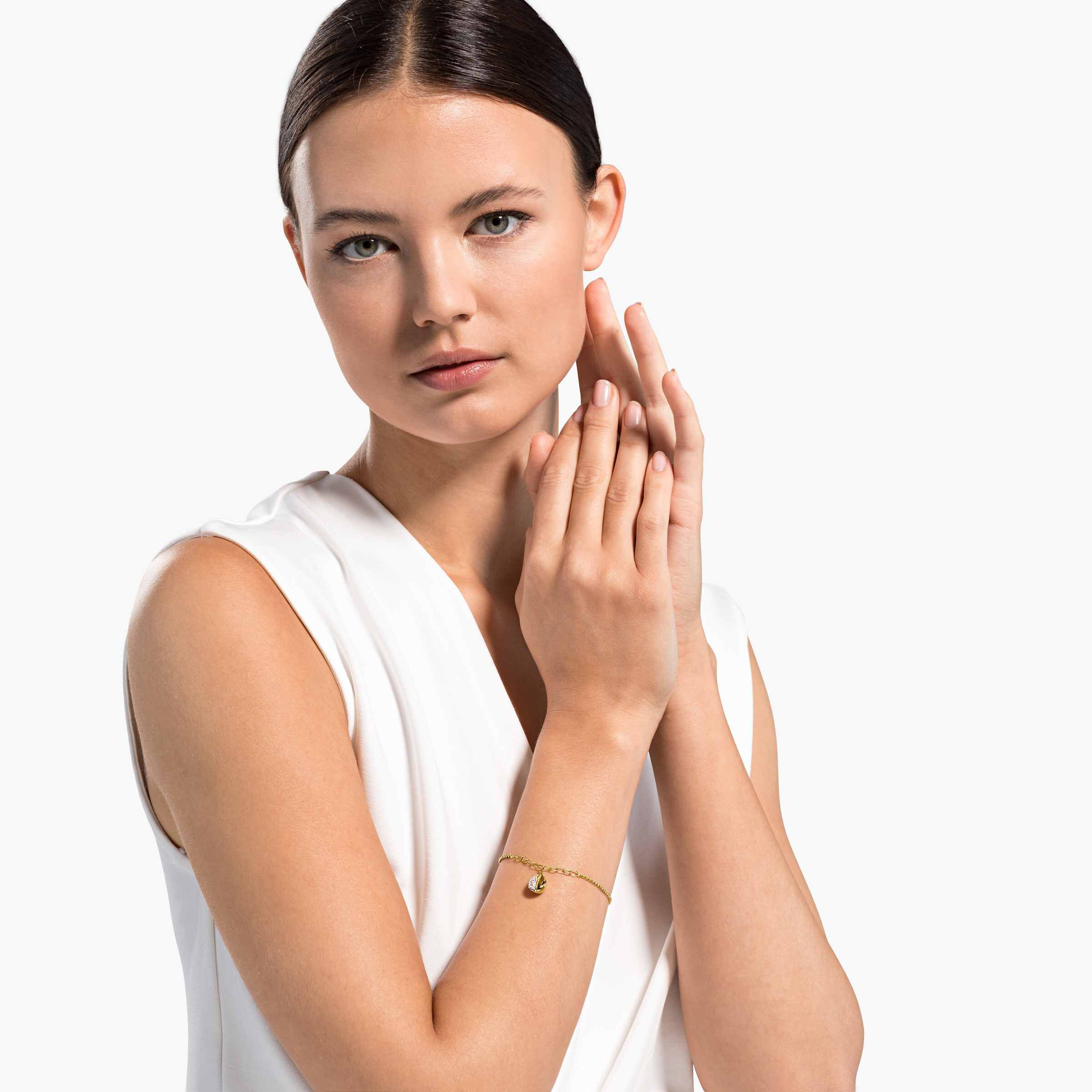 swarovski remix collection shell strand  white  gold tone plated