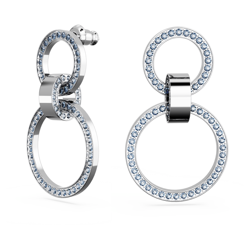 swarovski أقراط حلقية hollow، لون أزرق، طلاء روديوم