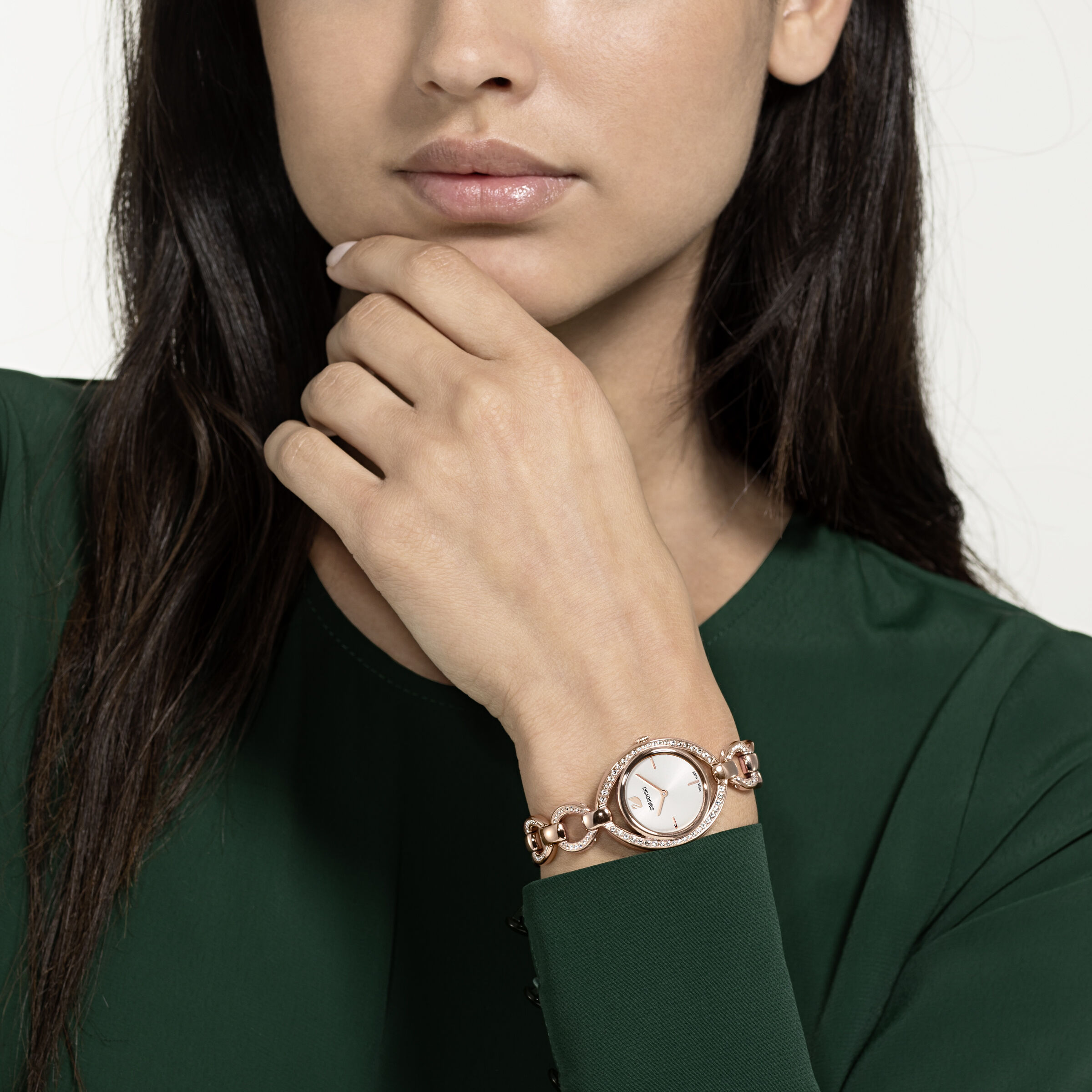 Buy Swarovski Stella Watch Metal bracelet White Rose gold tone PVD