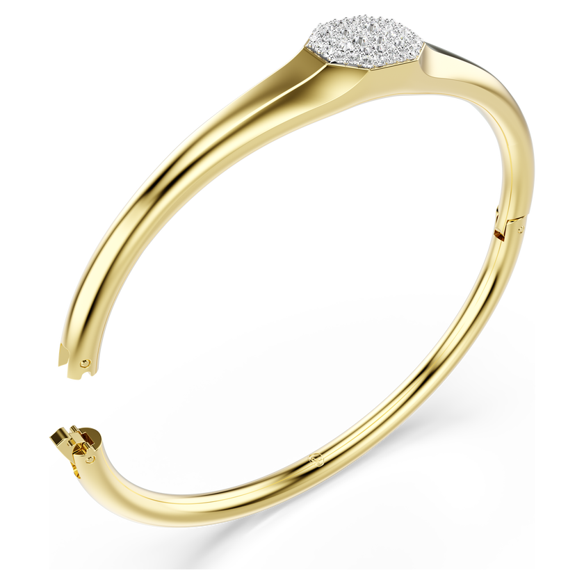 swarovski dextera bangle  round cut  white  gold tone plated