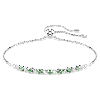 swarovski matrix bracelet  round cut  green  rhodium plated