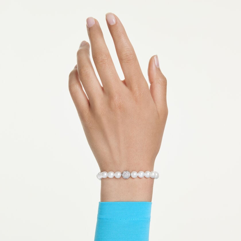 swarovski matrix bracelet  crystal pearl  white  rhodium plated