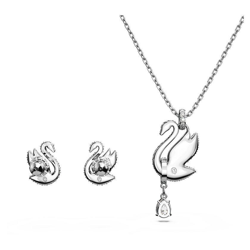 swarovski swan set  swan  blue  rhodium plated
