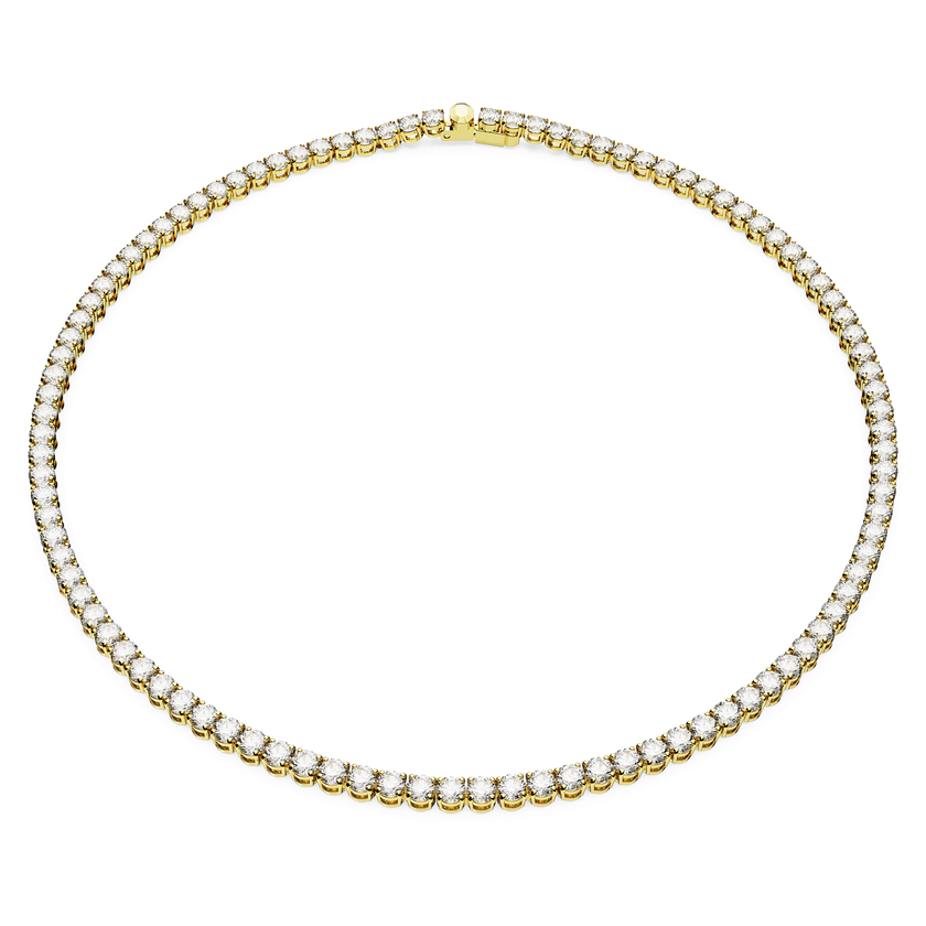 swarovski matrix tennis necklace  round cut  white  18k gold finish
