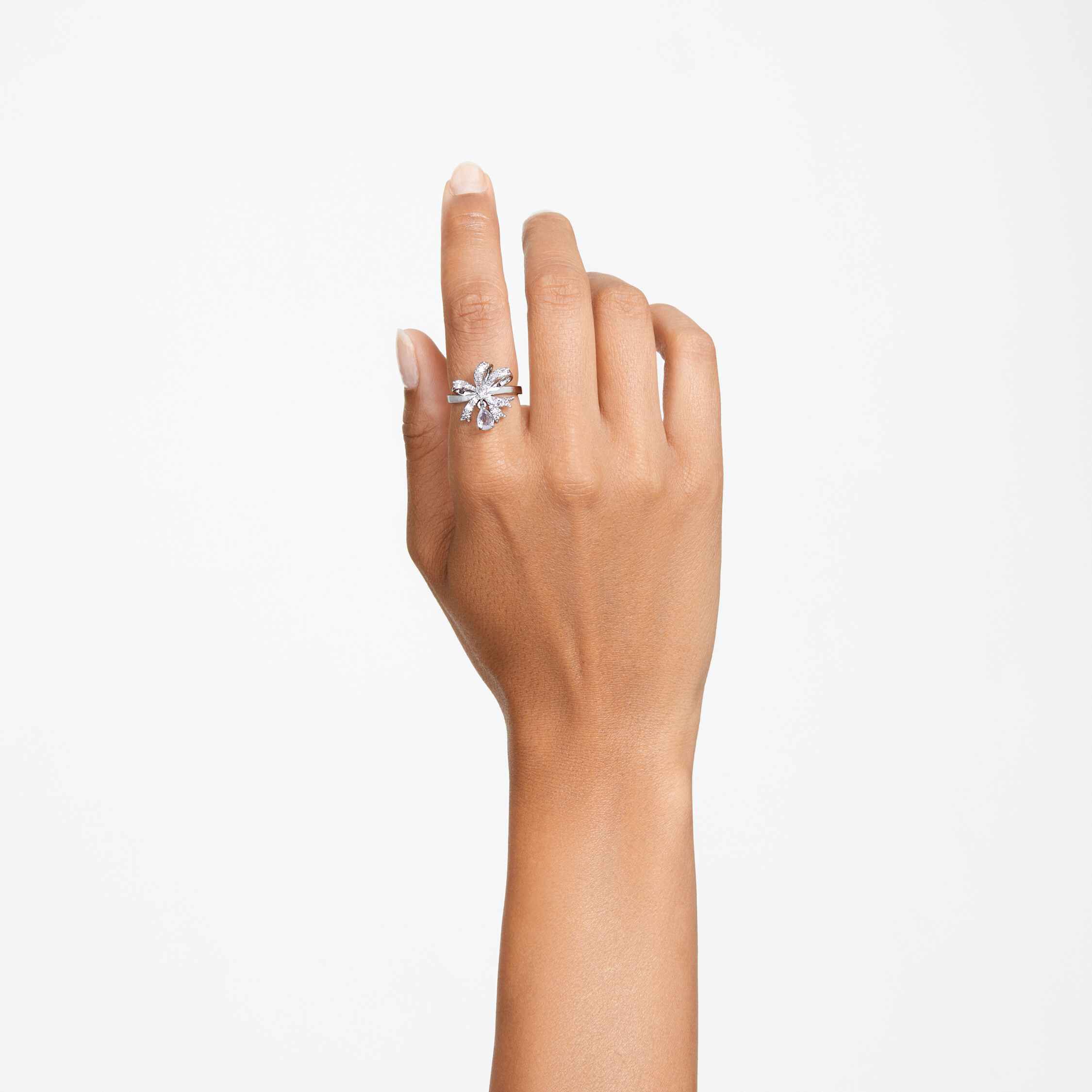 Buy Swarovski Volta cocktail ring Bow Small White Rhodium plated