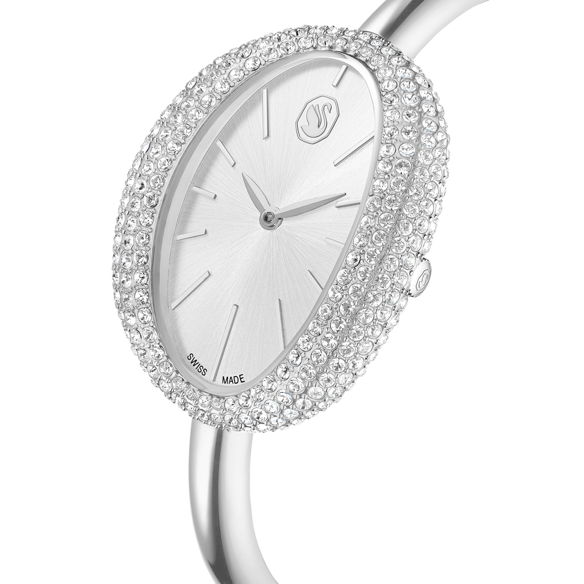 swarovski ساعة imber bangle، صناعة سويسرية، سوار معدني، لون فضي، ستانلس ستيل