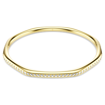swarovski dextera bangle  octagon shape  round cut  white  gold tone plated