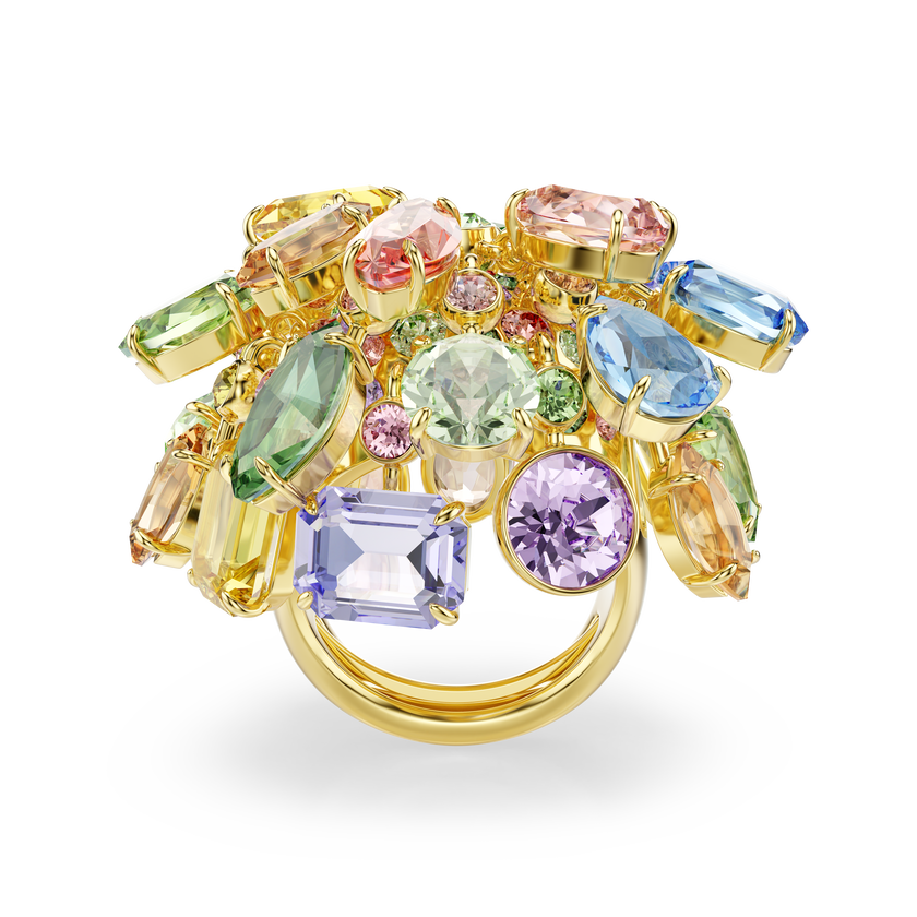 swarovski خاتم كوكتيل gema، قطع متنوع، ألوان متعددة، لمسة نهائية من الذهب عيار 18 قيراط