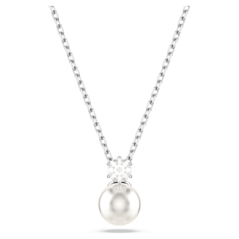 swarovski قلادة matrix، لؤلؤة كريستال، قطع مستدير، لون أبيض، طلاء روديوم