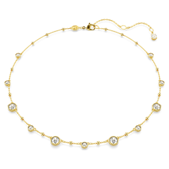 swarovski imber necklace  round cut  scattered design  white  gold tone plated