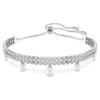 ariana grande x swarovski bracelet  crystal pearl  round cut  white  rhodium plated