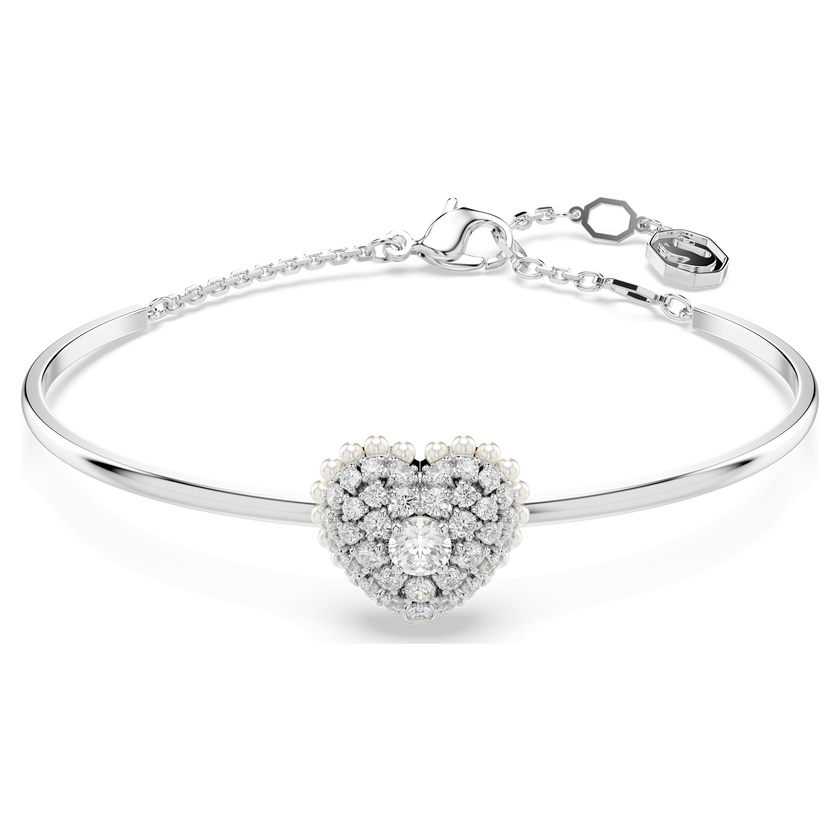 swarovski idyllia bangle  heart  white  rhodium plated
