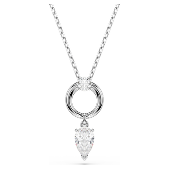 swarovski قلادة mesmera، شكل كمثرى، لون أبيض، طلاء روديوم