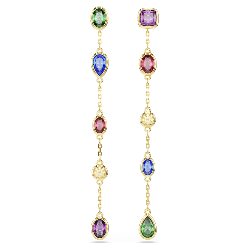 swarovski imber drop earrings  mixed cuts  multicolored  18k gold finish