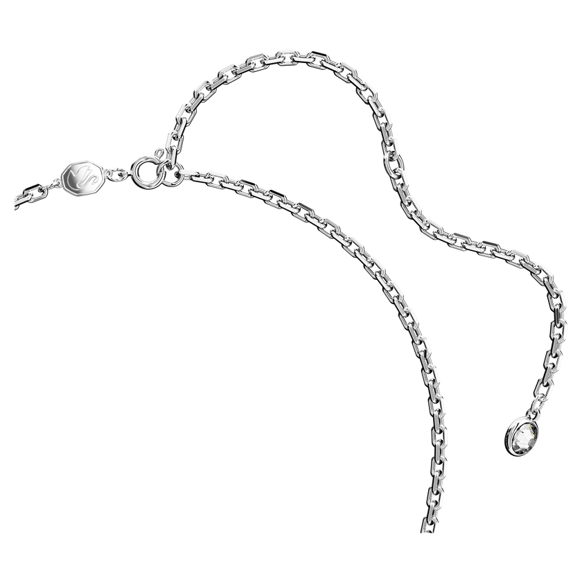 swarovski swan necklace  swan  long  white  rhodium plated