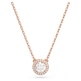 swarovski una angelic pendant  round cut  pav   white  18k rose gold finish