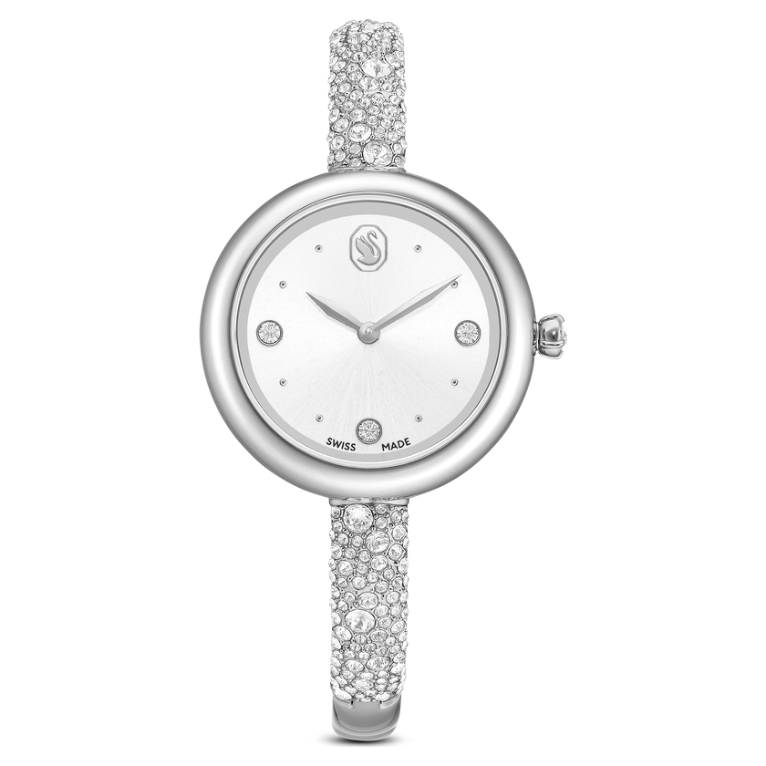 swarovski ساعة sublima bangle، صناعة سويسرية، سوار معدني، لون فضي، ستانلس ستيل